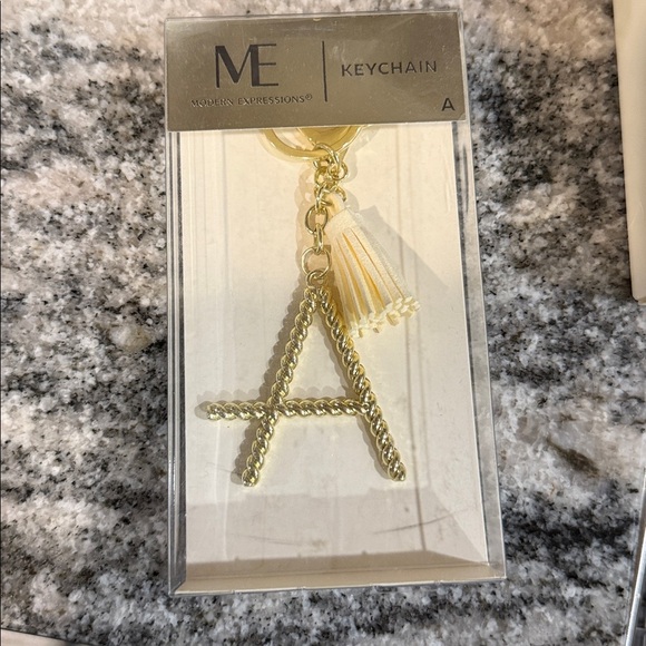 Expressions Gold 'A' Keychain with Tassel. New in box - Picture 1 of 3